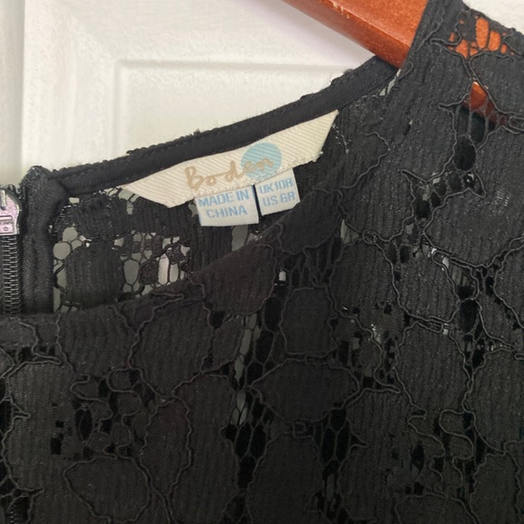 Boden Floral Lace Upper A-Line Pleated Longsleeve Black Dress - Size 6 R - Picture 5 of 11